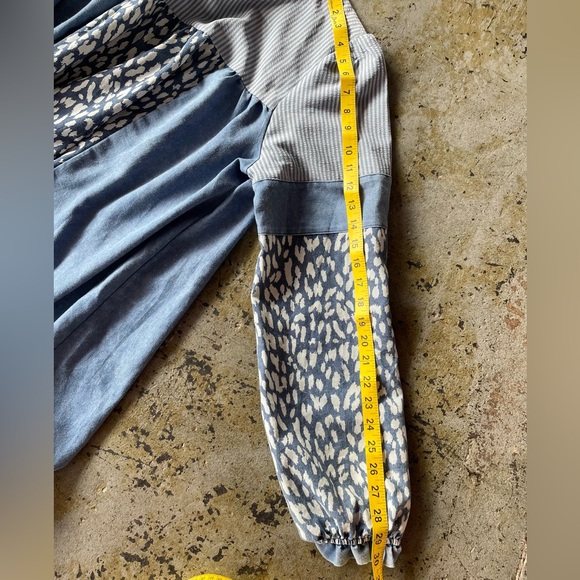 ODDI Blue and White Plus Striped Leopard Pattern Long Puff Sleeves Dress Sz 2XL - Picture 6 of 11